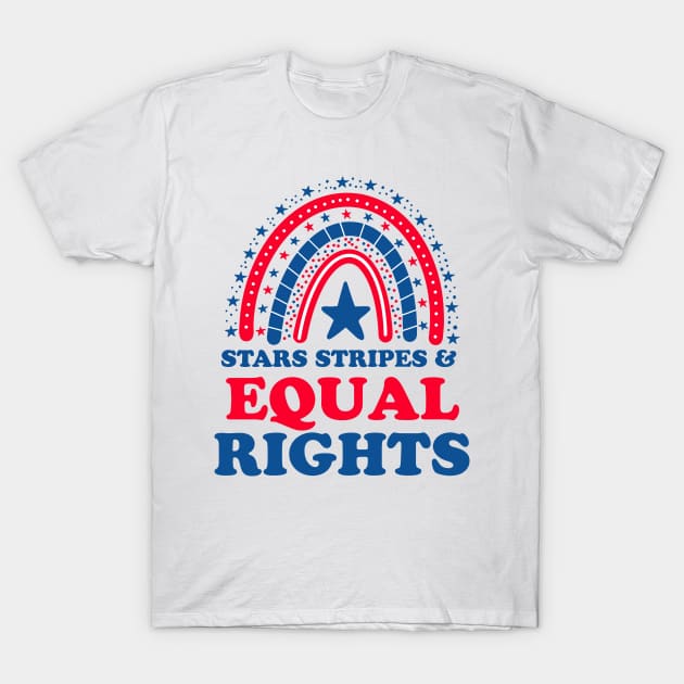 Pro Choice Boho Rainbow Feminist Stars Stripes Equal Rights T-Shirt by BadDesignCo